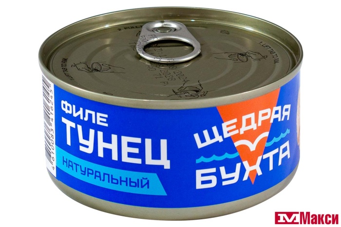 ТУНЕЦ "ЩЕДРАЯ БУХТА" ФИЛЕ В СОБСТВЕННОМ СОКУ 185Г Ж/Б