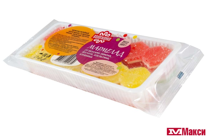 МАРМЕЛАД "ВОЛОГЖАНКА" МИКС: ЛИМОН, АПЕЛЬСИН, КЛУБНИКА, ЙОГУРТ 300Г