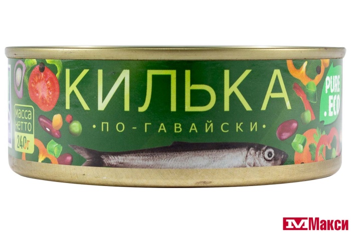 КИЛЬКА "TASTY TINS" ПО-ГАВАЙСКИ ОБЖАРЕННАЯ С ОВОЩАМИ В ТОМАТНОМ СОУСЕ 240Г Ж/Б КЛЮЧ