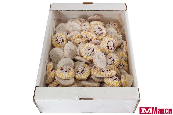 ПЕЧЕНЬЕ БИСКВИТНОЕ С НАЧИНКОЙ СО ВКУСОМ ВИШНИ В БЕЛОЙ ГЛАЗУРИ (SVADUTA)