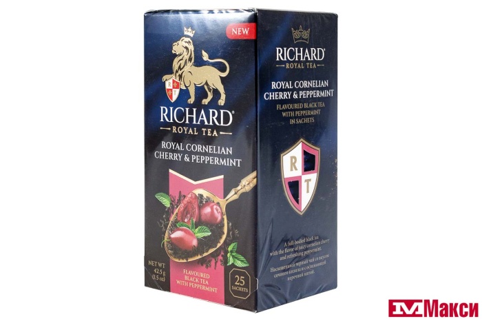 ЧАЙ "RICHARD" ROYAL CORNELIAN CHERRY & PEPPERMINT ЧЕРНЫЙ 25ПАКЕТИКОВ (МАЙ)
