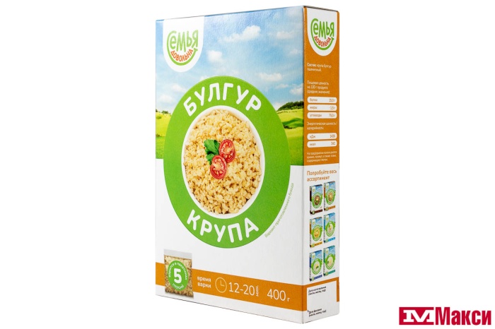 КРУПА БУЛГУР 5Х80Г ВАРОЧНЫЕ ПАКЕТЫ (СЕМЬЯ ДОВОЛЬНА) 