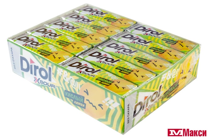 ЖЕВАТЕЛЬНАЯ РЕЗИНКА "DIROL" X SOUR КИСЛЫЙ ЛИМОН 13,6Г (МОН' ДЭЛИС РУСЬ)