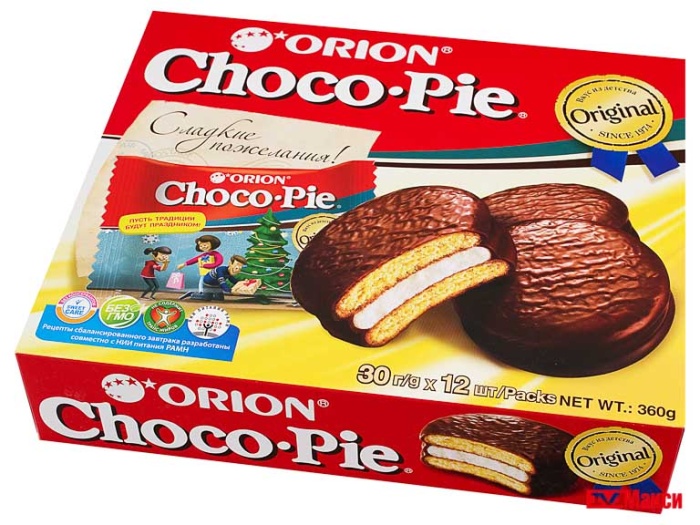 ПЕЧЕНЬЕ-СЭНДВИЧ СДОБНОЕ С ГЛАЗУРЬЮ "ЧОКОПАЙ" 12 ШТУК ПО 30Г (ОРИОН)