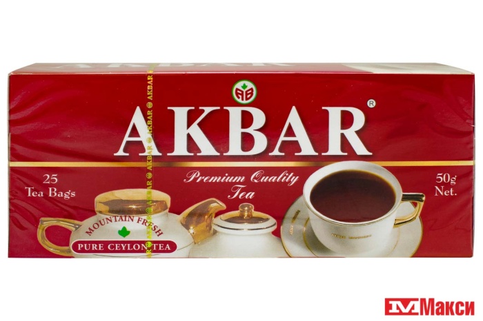 ЧАЙ ЧЕРНЫЙ "АКБАР" ЦЕЙЛОНСКИЙ ЧЕРНЫЙ 25 ПАКЕТИКОВ С ЯРЛЫЧКАМИ (AKBAR)