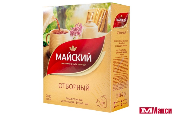 ЧАЙ "МАЙСКИЙ" ОТБОРНЫЙ ЦЕЙЛОН ЧЕРНЫЙ 100 ПАКЕТИКОВ (МАЙ)