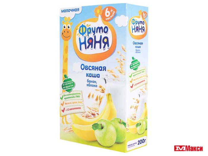 КАША МОЛОЧНАЯ "ФРУТОНЯНЯ" 200Г (ПРОГРЕСС) (БЗМЖ)(овсяная с яблоком и бананом)