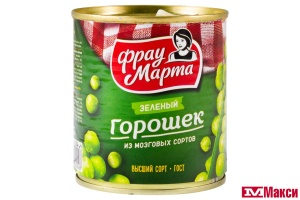 ГОРОШЕК ЗЕЛЕНЫЙ КОНСЕРВИРОВАННЫЙ "ФРАУ МАРТА" ГОСТ 310Г Ж/Б С КЛЮЧОМ