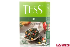 ЧАЙ "TESS" FLIRT ЗЕЛЕНЫЙ С КЛУБНИКОЙ И АРОМАТОМ БЕЛОГО ПЕРСИКА 100Г (ОРИМИ-ТРЭЙД)