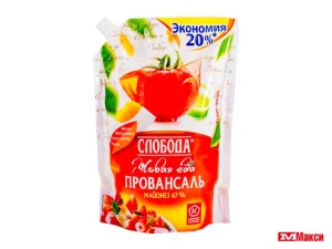 МАЙОНЕЗ "СЛОБОДА" ПРОВАНСАЛЬ 67% 800МЛ ПАКЕТ