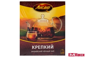 ЧАЙ "ЛИСМА" ИНДИЙСКИЙ КРЕПКИЙ ЧЕРНЫЙ 100 ПАКЕТИКОВ (МАЙ)