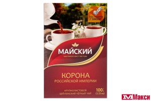 ЧАЙ "КОРОНА РОССИЙСКОЙ ИМПЕРИИ" ЦЕЙЛОНСКИЙ ЧЕРНЫЙ КРУПНОЛИСТОВОЙ 100Г (МАЙ)