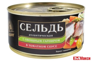 СЕЛЬДЬ АТЛАНТИЧЕСКАЯ С ОВОЩНЫМ ГАРНИРОМ В Т/С 185Г КЛЮЧ (ЗА РОДИНУ)