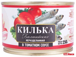 КИЛЬКА В ТОМАТНОМ СОУСЕ "ЗА РОДИНУ" 240Г Ж/Б