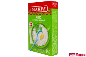 КРУПА РИС КРУГЛОЗЕРНЫЙ "МАКФА" 400Г ВАРОЧНЫЕ ПАКЕТЫ