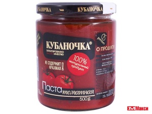 ТОМАТНАЯ ПАСТА "КУБАНОЧКА" 500Г СТ/Б
