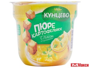 ПЮРЕ КАРТОФЕЛЬНОЕ БЫСТРОГО ПРИГОТОВЛЕНИЯ "КУНЦЕВО" 40Г(с луком и сухариками)