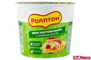 ПЮРЕ КАРТОФЕЛЬНОЕ БЫСТРОГО ПРИГОТОВЛЕНИЯ "РОЛЛТОН" 40Г(с куриным вкусом)