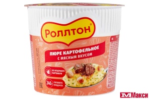 ПЮРЕ КАРТОФЕЛЬНОЕ БЫСТРОГО ПРИГОТОВЛЕНИЯ "РОЛЛТОН" 40Г(с мясным вкусом)