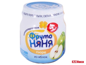 ПЮРЕ "ФРУТО-НЯНЯ" ФРУКТОВОЕ В АССОРТИМЕНТЕ 100Г СТ/Б (ПРОГРЕСС) (ДЕТСКОЕ ПИТАНИЕ)(яблоко  без  сахара)