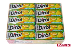 ЖЕВАТЕЛЬНАЯ РЕЗИНКА "DIROL" ПОДУШЕЧКИ 13,6Г (МОН' ДЭЛИС РУСЬ)(тропический коктейль)