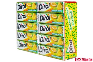ЖЕВАТЕЛЬНАЯ РЕЗИНКА "DIROL" ПОДУШЕЧКИ 13,6Г (МОН' ДЭЛИС РУСЬ)(тропический коктейль)