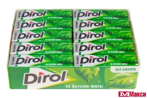 ЖЕВАТЕЛЬНАЯ РЕЗИНКА "DIROL" ПОДУШЕЧКИ 13,6Г (МОН' ДЭЛИС РУСЬ)(мята)