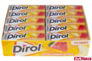 ЖЕВАТЕЛЬНАЯ РЕЗИНКА "DIROL" ПОДУШЕЧКИ 13,6Г (МОН' ДЭЛИС РУСЬ)(арбузно-дынный коктейль)