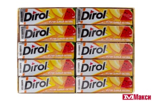 ЖЕВАТЕЛЬНАЯ РЕЗИНКА "DIROL" ПОДУШЕЧКИ 13,6Г (МОН' ДЭЛИС РУСЬ)(арбузно-дынный коктейль)