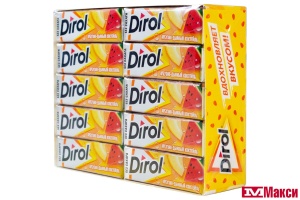 ЖЕВАТЕЛЬНАЯ РЕЗИНКА "DIROL" ПОДУШЕЧКИ 13,6Г (МОН' ДЭЛИС РУСЬ)(арбузно-дынный коктейль)