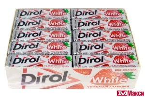 ЖЕВАТЕЛЬНАЯ РЕЗИНКА "DIROL" ПОДУШЕЧКИ 13,6Г (МОН' ДЭЛИС РУСЬ)(клубничная поляна white (отбеливающая))