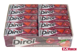 ЖЕВАТЕЛЬНАЯ РЕЗИНКА "DIROL" ПОДУШЕЧКИ 13,6Г (МОН' ДЭЛИС РУСЬ)(клубника и черешня)
