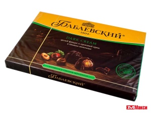 КОНФЕТЫ В ТЕМНОМ ШОКОЛАДЕ "БАБАЕВСКИЕ" ЦЕЛЫЙ ФУНДУК И ОРЕХОВЫЙ КРЕМ 200Г (БАБАЕВСКИЙ)