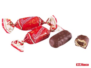 КАРАМЕЛЬ В ШОКОЛАДНОЙ ГЛАЗУРИ  "МОСКВИЧКА" (РОТ-ФРОНТ)(классическая)