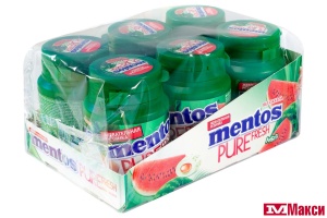ЖЕВАТЕЛЬНАЯ РЕЗИНКА "MENTOS" ПЬЮР ФРЭШ 54Г (VAN MELLE)(арбуз)