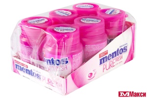 ЖЕВАТЕЛЬНАЯ РЕЗИНКА "MENTOS" ПЬЮР ФРЭШ 54Г (VAN MELLE)(тутти-фрутти)
