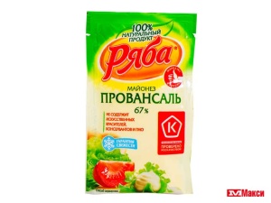 МАЙОНЕЗ "РЯБА" ПРОВАНСАЛЬ 67% 25Г ПАКЕТ (НМЖК)