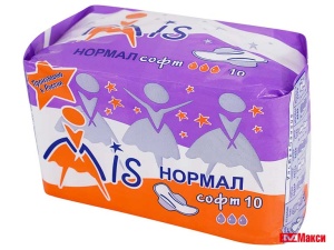 ПРОКЛАДКИ ГИГИЕНИЧЕСКИЕ С КРЫЛЫШКАМИ "MIS" НОРМАЛ СОФТ 3 КАПЛИ 10ШТ