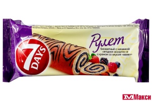 РУЛЕТ "7 DAYS" 200Г(ягодное ассорти с кремом "ваниль")
