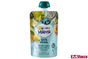 ПЮРЕ "ФРУТОНЯНЯ" ФРУКТОВОЕ 90Г ПАКЕТ (ПРОГРЕСС) (ДЕТСКОЕ ПИТАНИЕ)(яблоко,груша,банан,персик,йогурт)