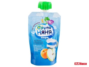 ПЮРЕ "ФРУТОНЯНЯ" СО СЛИВКАМИ 90Г ПАКЕТ (ПРОГРЕСС) (БЗМЖ) (яблоко, абрикос)