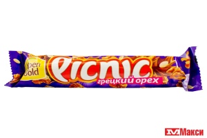 ШОКОЛАДНЫЙ БАТОНЧИК "ПИКНИК" ГРЕЦКИЙ ОРЕХ 52Г (МОН' ДЭЛИС РУСЬ)