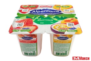 ЙОГУРТНЫЙ ПРОДУКТ "АЛЬПЕНЛЭНД" ФРУКТОВЫЙ 0,3% 95Г (ЭРМАНН) (БЗМЖ)(клубника-персик-маракуйя)
