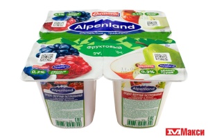 ЙОГУРТНЫЙ ПРОДУКТ "АЛЬПЕНЛЭНД" ФРУКТОВЫЙ 0,3% 95Г (ЭРМАНН) (БЗМЖ)(лесная ягода-яблоко-груша)