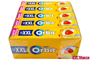 Ж/РЕЗИНКА "ORBIT" XXL ПОДУШЕЧКИ 20,4Г(клубника-банан)