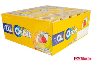 Ж/РЕЗИНКА "ORBIT" XXL ПОДУШЕЧКИ 20,4Г(клубника-банан)