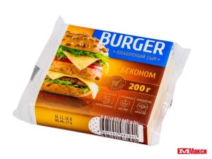 СЫР ПЛАВЛЕНЫЙ "BURGER" 35-45% 200Г СЛАЙСЫ (ВИТАКО) (БЗМЖ)(с беконом)