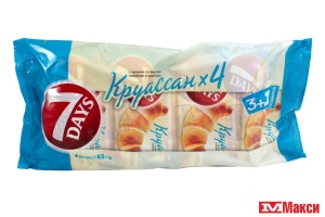 КРУАССАНЫ "7 DAYS SINGLE" 65ГХ3+1 (МУЛЬТИУПАКОВКА) В АССОРТ.(вареная сгущенка)