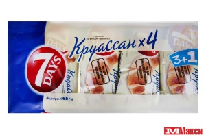КРУАССАНЫ "7 DAYS SINGLE" 65ГХ3+1 (МУЛЬТИУПАКОВКА) В АССОРТ.(ваниль)