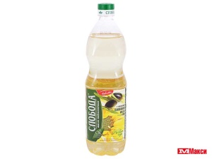 МАСЛО ПОДСОЛНЕЧНОЕ С ДОБАВЛЕНИЕМ ОЛИВКОВОГО "СЛОБОДА" РАФИНИРОВАННОЕ 1Л ПЛ/Б